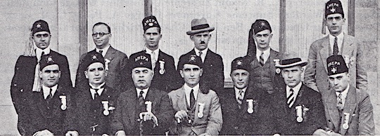 1925 convention: Brothers Karambelas, Yavis, Dedopoulos, Gounaris, Primbas, Stratis, Stavropoulos. (Back row) Notarys, DeVakos, Petrou, Demas, Peppas, Perivolas