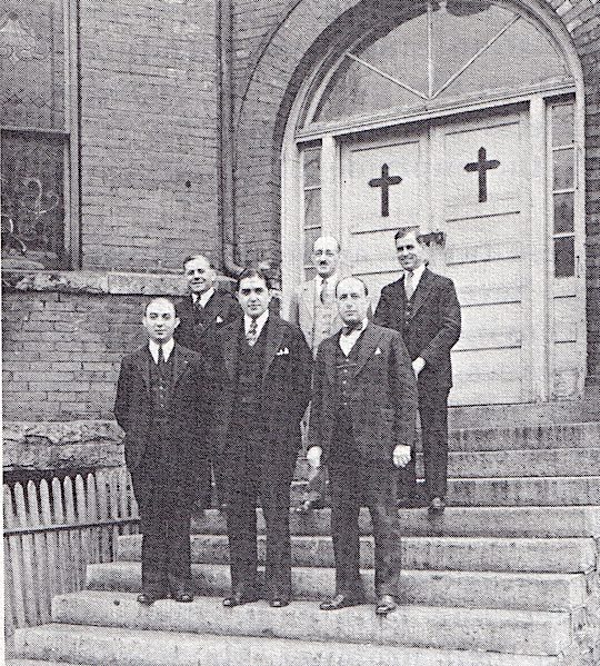 1931 - Members of the Mother Lodge with Supreme President Harris J. Booras on the steps of the Atlanta Greek Orthodox Church