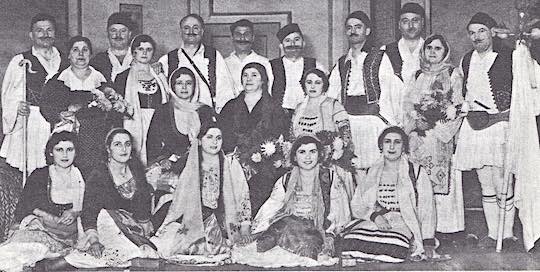 1936 - Ahepans, wives, and Maids of Athena in a Greek play at Vancouver, B. C. Canada.