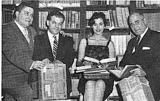 1962 - Brothers Douris, Karabatos, and Loucas preparing shipment of Ahepa Books for Greek libraries.
