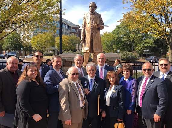 2019 - Supreme President George Horiates, along with Supreme Secretary James Stasios, Supreme Governor George Papaspyrou and Executive Director Basil Mossaidis joined District 3 Governor Nick Forakis, U.S. Rep. John Sarbanes, and other members of the District 3 AHEPA Family in Annapolis at the unveiling of a statue commemorating Constantino Brumidi, the 'Michelangelo of the U.S. Capitol.' Mayor of Annapolis Gavin Buckley issued a proclamation declaring October 19, 2019 as Constantino Brumidi day in the city of Annapolis. During 2007-08, AHEPA joined with the National Italian American Foundation and the Constantino Brumidi Society to pass legislation in the 110th Congress that posthumously awarded Brumidi the Congressional Gold Medal. AHEPA proudly continues to join with others to honor Brumidi's legacy and contributions to America, most recently as one of the statue's donors.