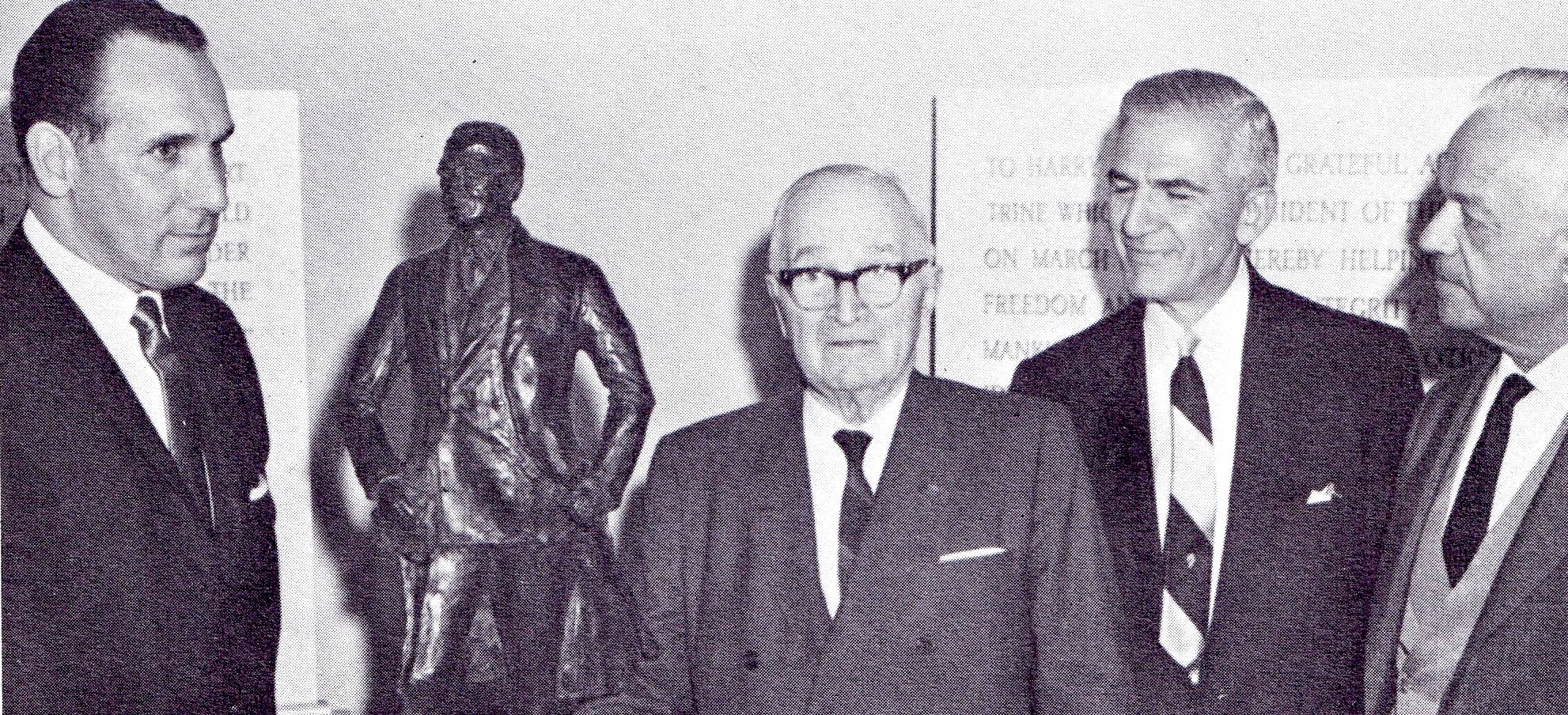 1965 - Ahepa presents a model of the Ahepa Truman Statue to President Truman and the Truman Library in Independence, Missouri.