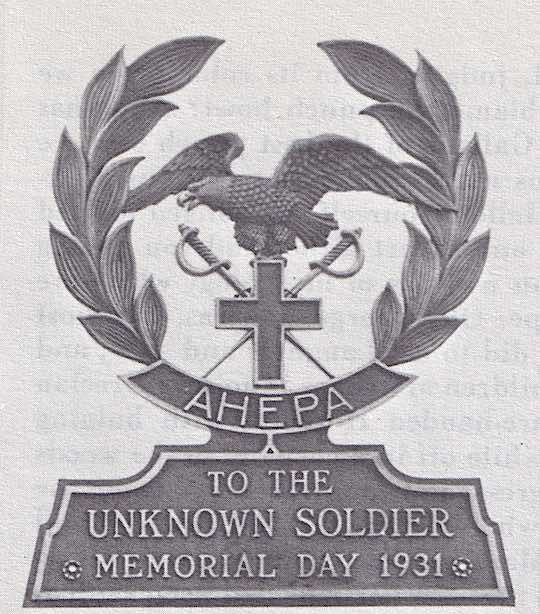 Ahepa bronze tablet placed in Arlington Cemetery museum