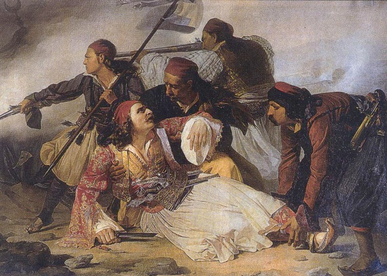 Death of Marcos Bozzaris Painting by Ludovico Lipparini